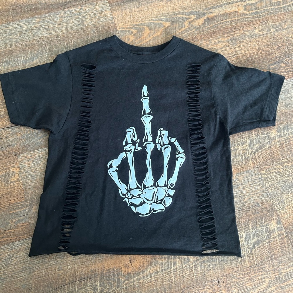 The Drive Skeleton Middle Finger Crop Top